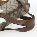 GUCCI GG Supreme Horsebit Hand Bag PVC Gold Beige 627323 Auth ka1576M-7