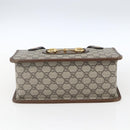 GUCCI GG Supreme Horsebit Hand Bag PVC Gold Beige 627323 Auth ka1576M-5