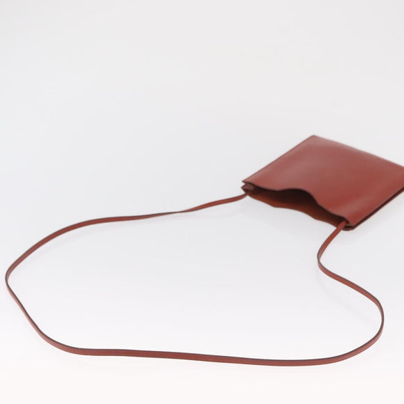 HERMES Onimetu Shoulder Bag Leather Brown Auth ka1579