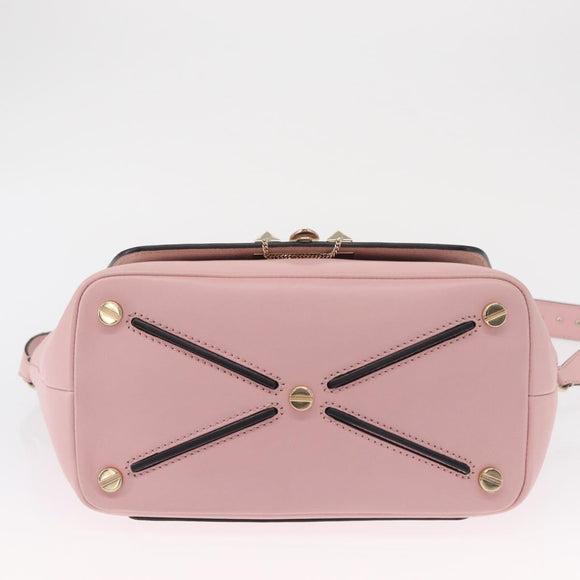 VALENTINO Handtasche Leder 2-Wege Pink Gold Auth ka1580
