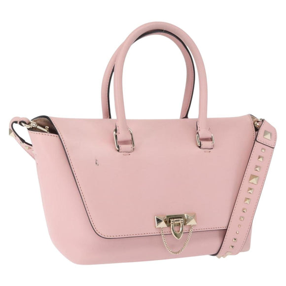 VALENTINO Handtasche Leder 2-Wege Pink Gold Auth ka1580