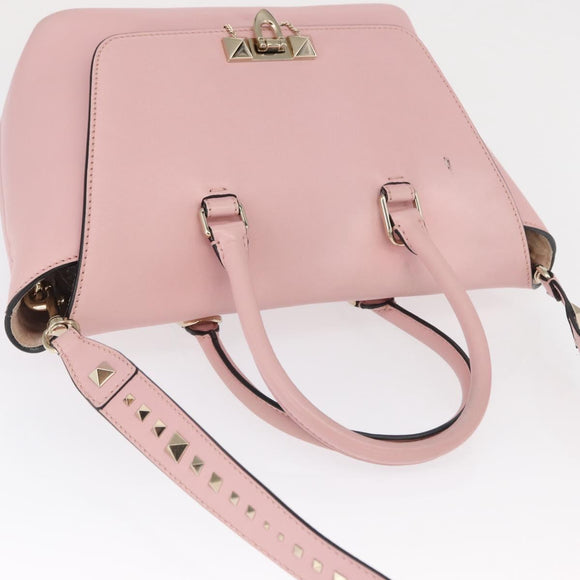 VALENTINO Handtasche Leder 2-Wege Pink Gold Auth ka1580
