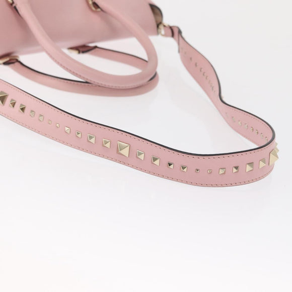 VALENTINO Handtasche Leder 2-Wege Pink Gold Auth ka1580