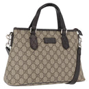 GUCCI GG Supreme Hand Bag PVC 2way Beige Silver 429019 Auth ka1583-1