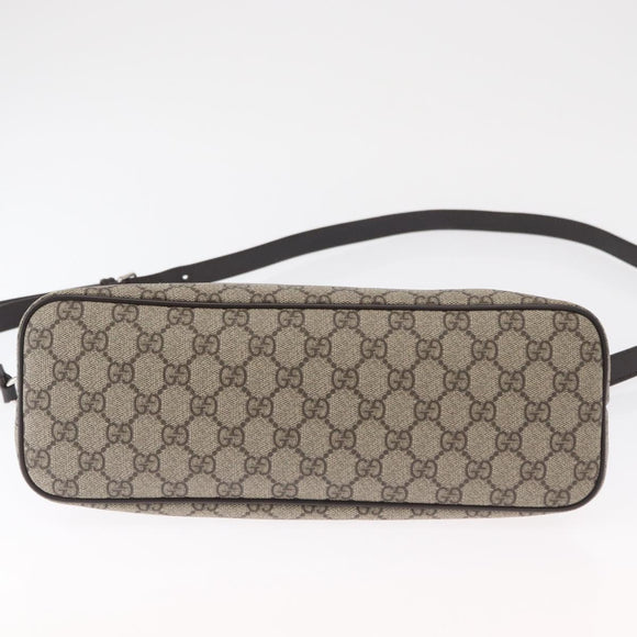 GUCCI GG Supreme Hand Bag PVC 2way Beige Silver 429019 Auth ka1583