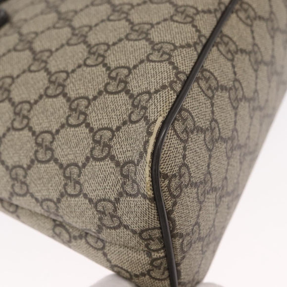 GUCCI GG Supreme Hand Bag PVC 2way Beige Silver 429019 Auth ka1583