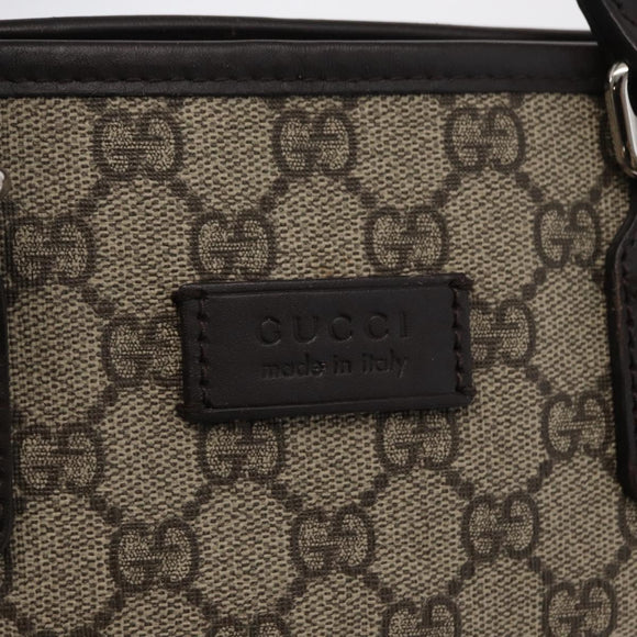 GUCCI GG Supreme Hand Bag PVC 2way Beige Silver 429019 Auth ka1583