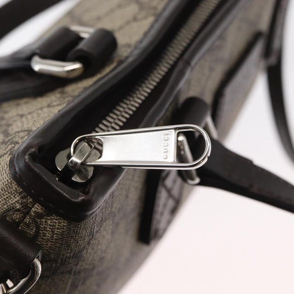 GUCCI GG Supreme Hand Bag PVC 2way Beige Silver 429019 Auth ka1583