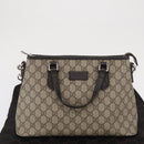 GUCCI GG Supreme Hand Bag PVC 2way Beige Silver 429019 Auth ka1583-27