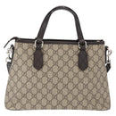 GUCCI GG Supreme Hand Bag PVC 2way Beige Silver 429019 Auth ka1583-3