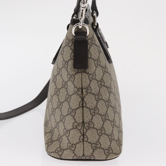 GUCCI GG Supreme Hand Bag PVC 2way Beige Silver 429019 Auth ka1583