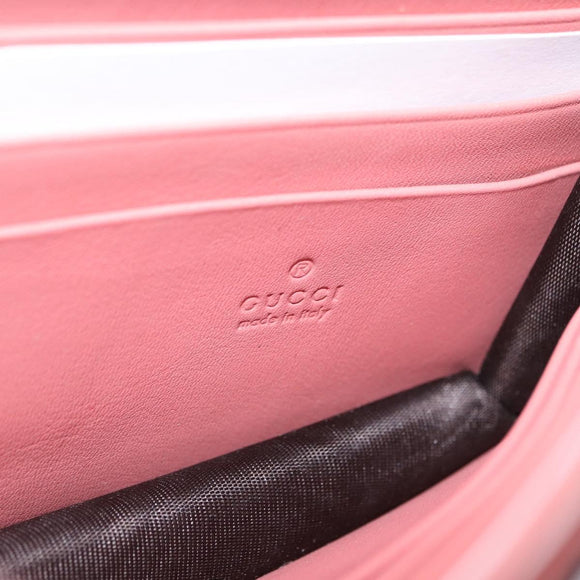 GUCCI Shoulder Wallet Bag Leather Pink Gold 369664 Auth ka1585M