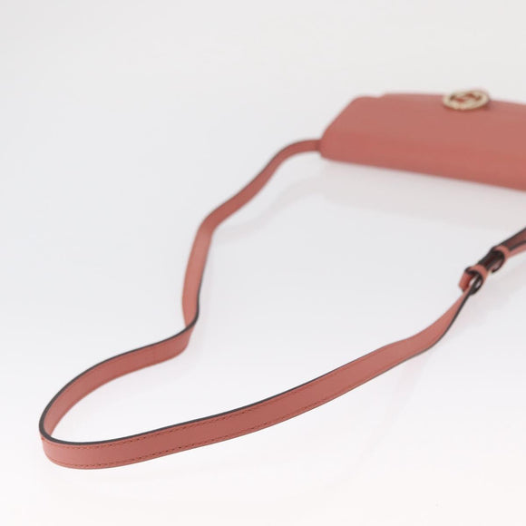 GUCCI Shoulder Wallet Bag Leather Pink Gold 369664 Auth ka1585M