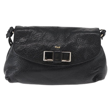 Chloe Lily Shoulder Bag Leather Black Gold Auth ka1587 - 0