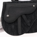 Christian Dior Oblique Trotter Canvas Saddle bag Bag Black Silver Auth ka1589A-14