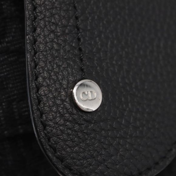 Christian Dior Oblique Trotter Canvas Saddle bag Bag Black Silver Auth ka1589A