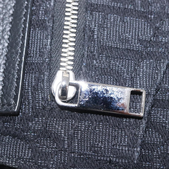 Christian Dior Oblique Trotter Canvas Saddle bag Bag Black Silver Auth ka1589A