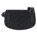 Christian Dior Oblique Trotter Canvas Saddle bag Bag Black Silver Auth ka1589A-3