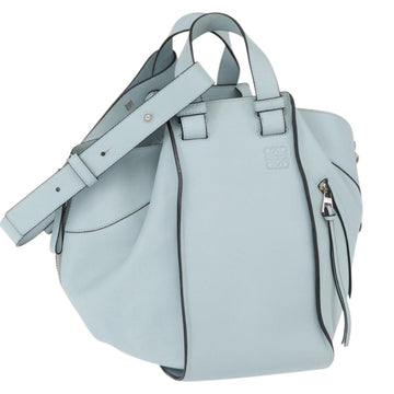 LOEWE Hammock Medium Hand Bag Leather 2way Light Blue Silver Auth ka1594M