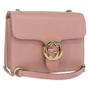 GUCCI Interlocking Chain Shoulder Bag Leather Pink Gold 510304 Auth ka1595M-1