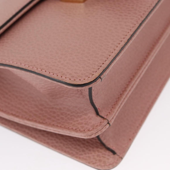 GUCCI Interlocking Chain Shoulder Bag Leather Pink Gold 510304 Auth ka1595M