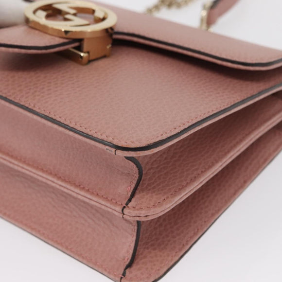 GUCCI Interlocking Chain Shoulder Bag Leather Pink Gold 510304 Auth ka1595M
