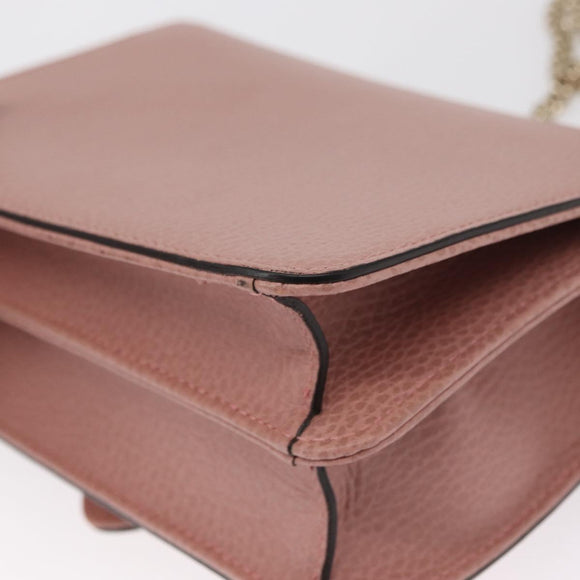 GUCCI Interlocking Chain Shoulder Bag Leather Pink Gold 510304 Auth ka1595M
