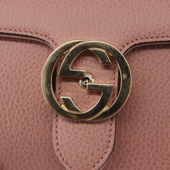 GUCCI Interlocking Chain Shoulder Bag Leather Pink Gold 510304 Auth ka1595M