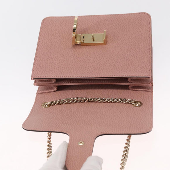 GUCCI Interlocking Chain Shoulder Bag Leather Pink Gold 510304 Auth ka1595M