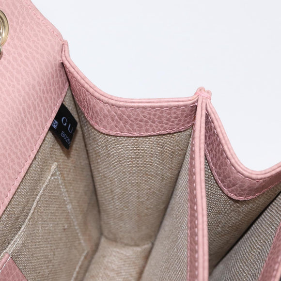 GUCCI Interlocking Chain Shoulder Bag Leather Pink Gold 510304 Auth ka1595M