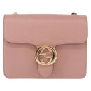 GUCCI Interlocking Chain Shoulder Bag Leather Pink Gold 510304 Auth ka1595M-2