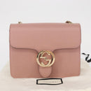 GUCCI Interlocking Chain Shoulder Bag Leather Pink Gold 510304 Auth ka1595M-26