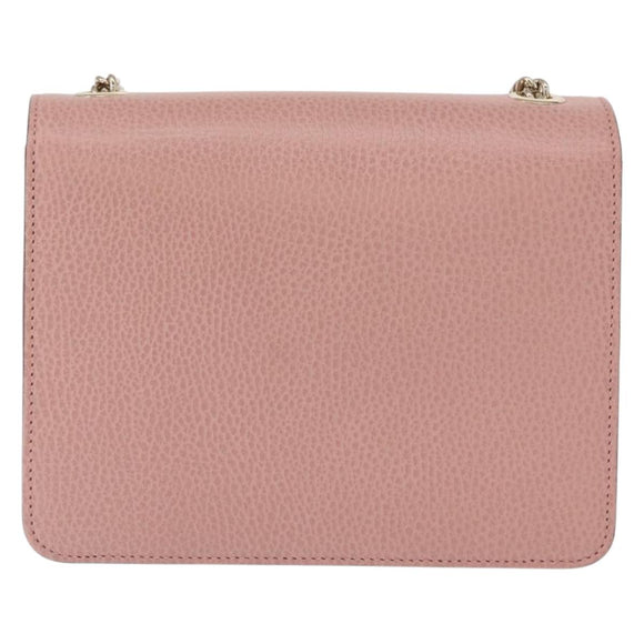 GUCCI Interlocking Chain Shoulder Bag Leather Pink Gold 510304 Auth ka1595M