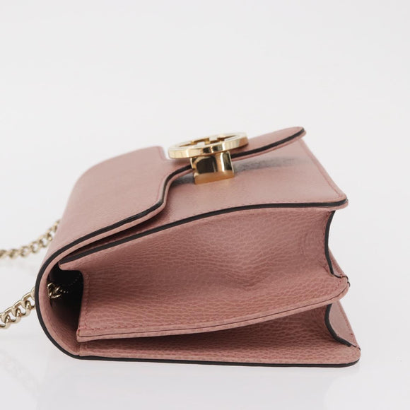GUCCI Interlocking Chain Shoulder Bag Leather Pink Gold 510304 Auth ka1595M