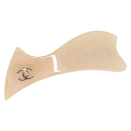 CHANEL COCO Mark Valletta Hair clip plastic Beige CC Auth ka1597V