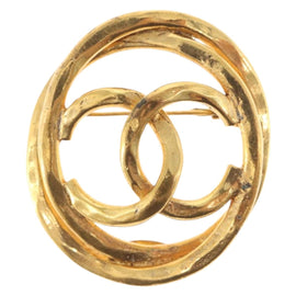 CHANEL COCO Mark Brooch metal Gold CC Auth ka1598 - 0