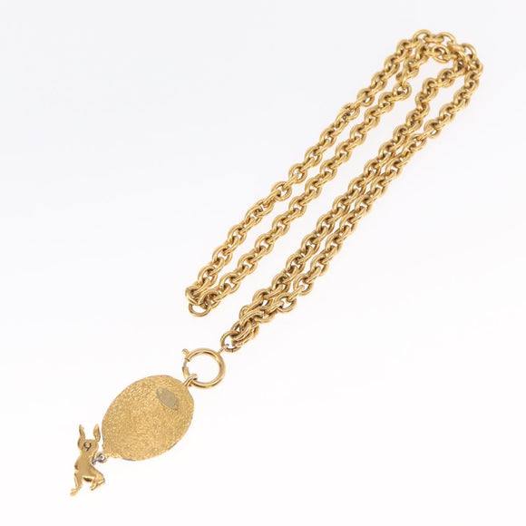 CHANEL COCO Mark Necklace metal Gold CC Auth ka1600