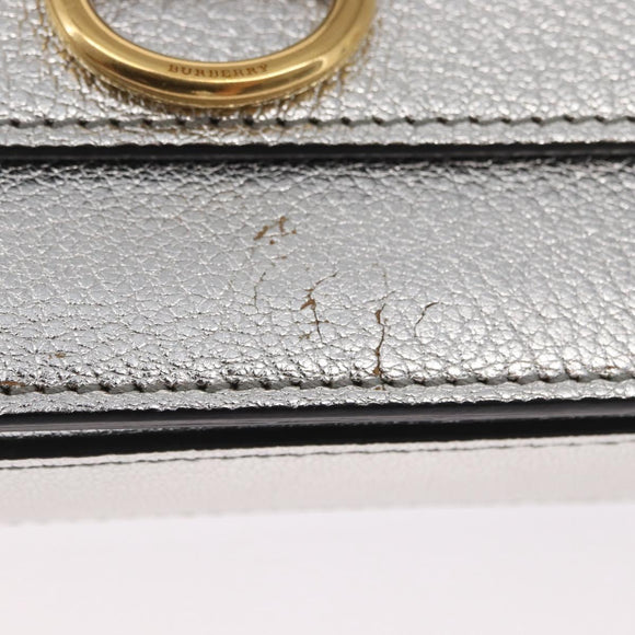 BURBERRY Chain Shoulder Bag Leather Gold Silver Auth ka1604M