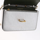 BURBERRY Chain Shoulder Bag Leather Gold Silver Auth ka1604M-20