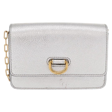 BURBERRY Chain Shoulder Bag Leather Gold Silver Auth ka1604M - 0