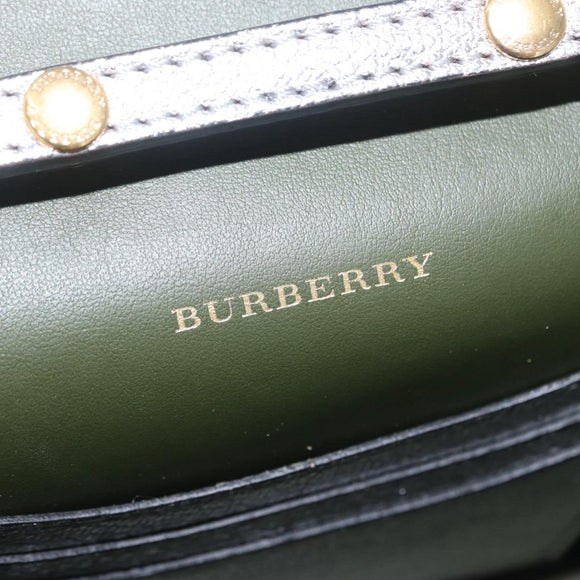BURBERRY Chain Shoulder Bag Leather Gold Silver Auth ka1604M