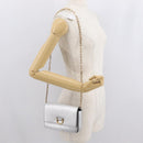BURBERRY Chain Shoulder Bag Leather Gold Silver Auth ka1604M-28