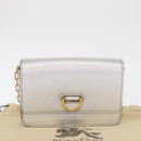 BURBERRY Chain Shoulder Bag Leather Gold Silver Auth ka1604M-12