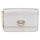 BURBERRY Chain Shoulder Bag Leather Gold Silver Auth ka1604M-13