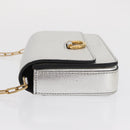 BURBERRY Chain Shoulder Bag Leather Gold Silver Auth ka1604M-4