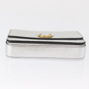 BURBERRY Chain Shoulder Bag Leather Gold Silver Auth ka1604M-5