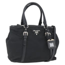 PRADA Hand Bag Nylon 2way Black Silver Auth ka1605V-1