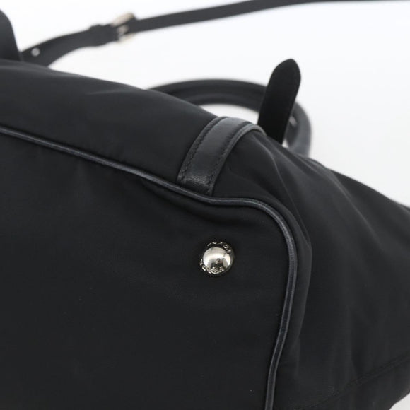 PRADA Hand Bag Nylon 2way Black Silver Auth ka1605V