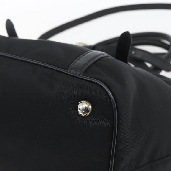 PRADA Hand Bag Nylon 2way Black Silver Auth ka1605V