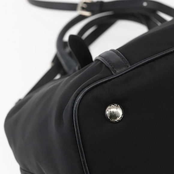PRADA Hand Bag Nylon 2way Black Silver Auth ka1605V